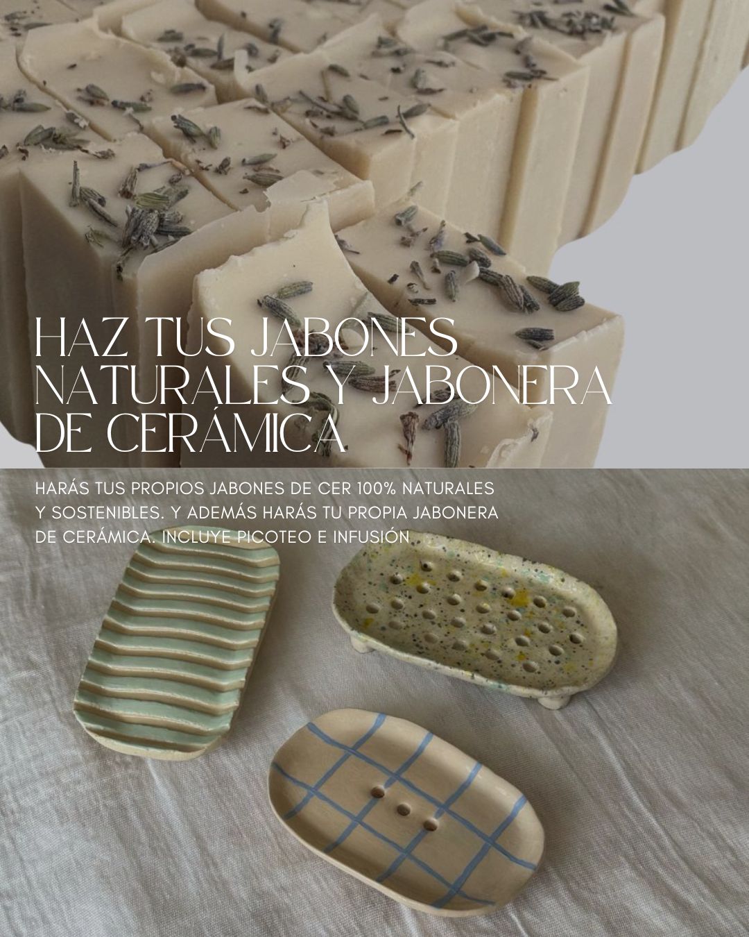 Jabones naturales y jabonera de cerámica