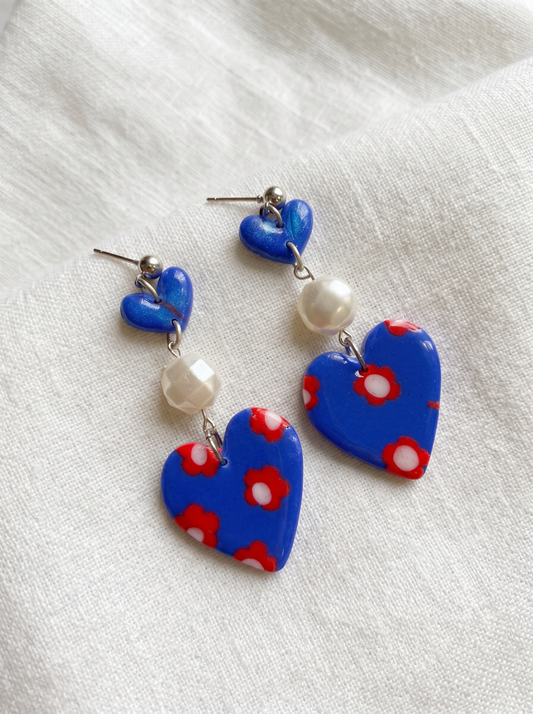 Pendientes corazón azul