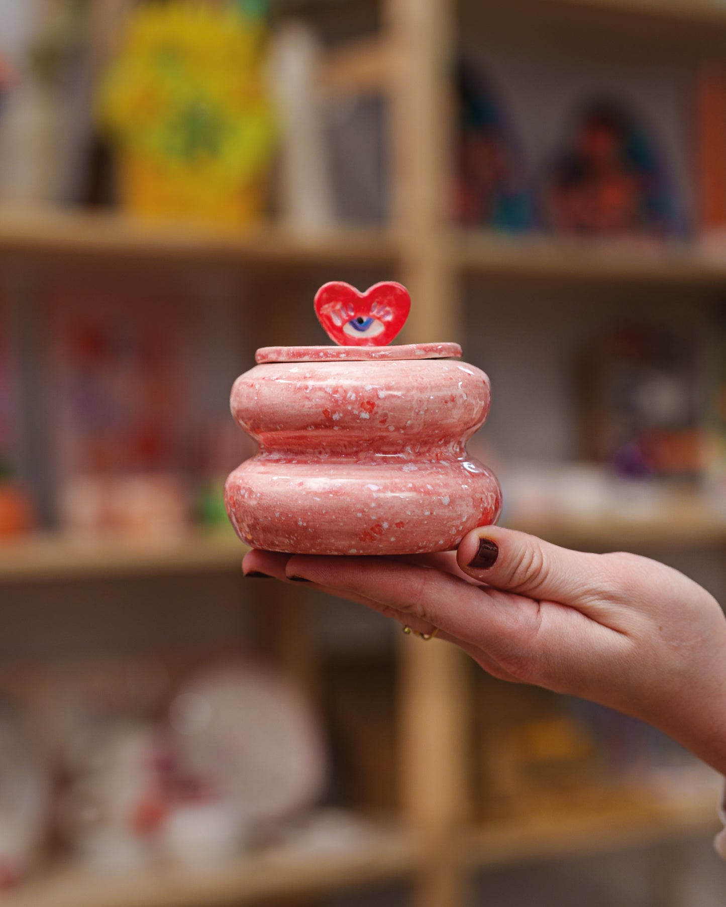 Tarro de cerámica con tapa Mio Amore Rosa