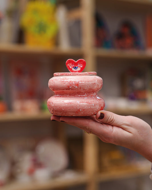 Tarro de cerámica con tapa Mio Amore Rosa