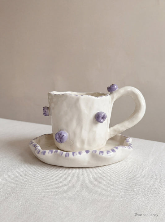 Taza y plato Arándano